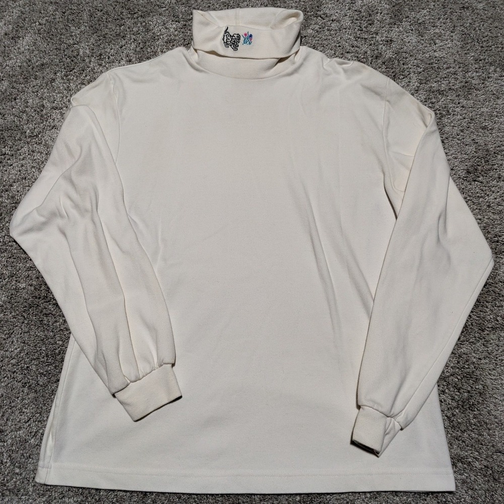 Northern Reflections  Turtle Neck Long Sleeve Shirt Embroider‎ Flowers Women S/P